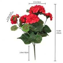 2入組人造天竺葵紅色天竺葵叢13.8in/35cm,可用於戶外或室內花園盆栽裝飾、家居裝飾、房間裝飾、節日裝飾、派對裝飾、節慶用品 - 紅色 - 查看 2