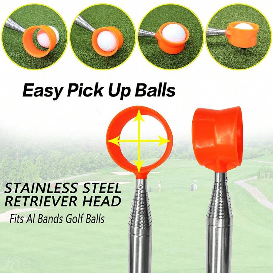 1PC 9FT Golf Ball Retriever 8 Sections Adjustable Golf Ball Picker Telescopic Extendable Golf Training Aids Golf Pick Up Grabber - Orange - View 1