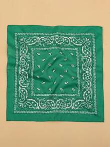 Z.H.A 1 件時尚花卉印花圍巾嘻哈頭巾方形圍巾女式頭帶仿聖巾 - 綠色 - 查看 3