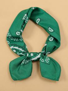 Z.H.A 1 件時尚花卉印花圍巾嘻哈頭巾方形圍巾女式頭帶仿聖巾 - 綠色 - 查看 2