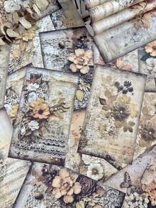 40 Piezas/paquete Papel De Material De Scrapbooking Retro Con Patrón De Flores Para Bricolaje - Multicolor - Ver 3