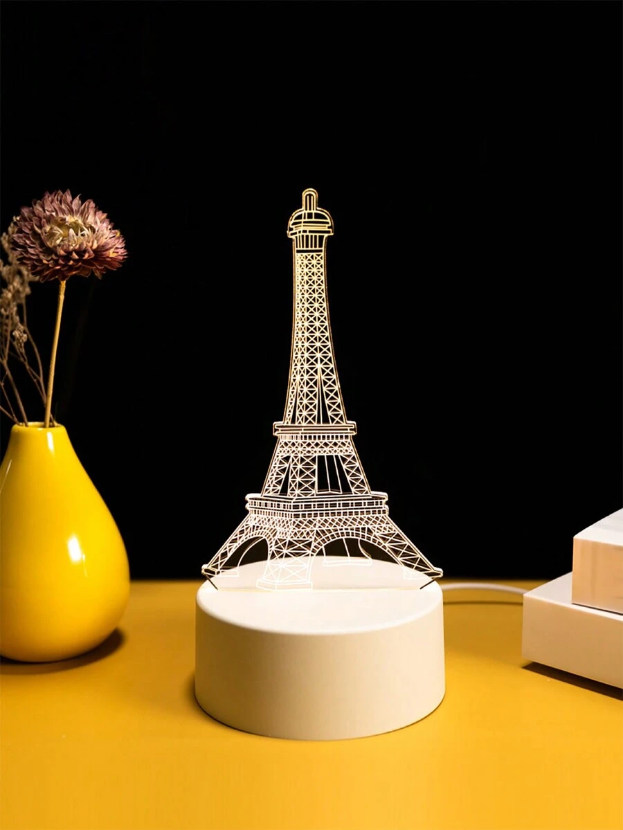 SISGHA 1入維多利亞鐵塔3d燈夜燈,3d溫暖明亮夜燈家居裝飾,最佳萬聖節&聖誕節禮物,音樂家桌面裝飾 - 白色 - 查看 1