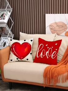 4入組情人節精靈心形氣球靠墊套,適用於家庭沙發裝飾,麻質靠墊套 18x18英寸(不包括靠墊內心) - 彩色 - 查看 5