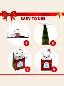 JOYIN 24 Christmas Die-Cut Flip Over Gift Treat Paper Bags For Holiday Party Treats, Pastries, Cupcakes, Cookies Goodie, Brownies, Donuts Xmas Gift-Giving Bag