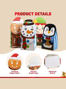 JOYIN 24 Christmas Die-Cut Flip Over Gift Treat Paper Bags For Holiday Party Treats, Pastries, Cupcakes, Cookies Goodie, Brownies, Donuts Xmas Gift-Giving Bag