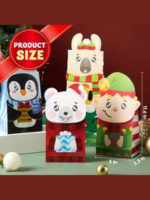 JOYIN 24 Christmas Die-Cut Flip Over Gift Treat Paper Bags For Holiday Party Treats, Pastries, Cupcakes, Cookies Goodie, Brownies, Donuts Xmas Gift-Giving Bag