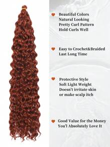 20/22/30 英寸红棕色柔软海浪钩针发深波浪扭曲钩针接发卷发编织发 1 包女士长波浪水波辫子合成钩针编织发（20/30 英寸） - 鏽棕色 - 查看 6