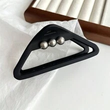 1入新款時尚三角珍珠髮夾，簡約耐用髮卡，適用於日常使用 - 黑色 - 查看 6