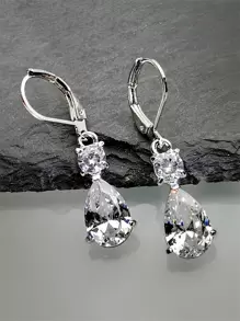 1 Paar luxuriöse Ohrringe mit kubischem Zirkonia Tropfen für Frauen für Hochzeit Verlobung Jahrestag Party Schmuck Valentinstag Geschenk Valentinstag