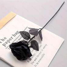 6入組哥特風格人造玫瑰花,黑色 - 黑色 - 查看 3