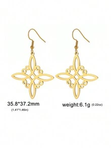 1對女士不鏽鋼威干結懸掛耳環,簡約時尚珠寶情人節禮物 - 垂墜系列 - 查看 12