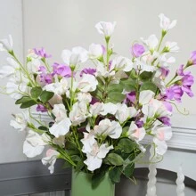 1pc Pea Flower, Peablossom, Artificial Flower, Polyester Fiber Material, Home Decoration, Garden Decoration, School Dormitory Decoration, Party Event Holiday Party Decoration, Hotel Restaurant Living Room Bedroom Wedding Kitchen Garden Decoration, Spring And Summer Decoration - White - View 6