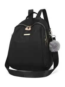 Sac à dos léger et portable en nylon noir minimaliste 1 pièce, avec décoration de fermeture éclair en métal, pour filles. Convient pour une utilisation quotidienne, des rendez-vous, les étudiants du campus et du collège. Parfait pour le collège, les affaires, le travail, les trajets, le retour à l'école, les voyages, les sorties et les étudiants du collège, les ados, les femmes, les hommes, l'école primaire, le collège, le lycée, le travail, les sorties en plein air.