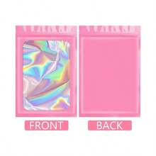 10入組全息激光彩色加厚聚酯塑料袋,用於珠寶零售存儲、禮品包裝拉鍊袋,具有防味特性 - 粉色 - 查看 8