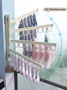 1入摺疊式鉤型衣架,萬用壁掛衣物晾曬架,適用於家用、陽台、室內、浴室、內衣和襪子的收納 - 米色 - 查看 9