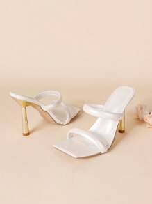 Women's Fashionable Solid Color High Heel Sandals - White - View 7
