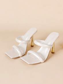 Women's Fashionable Solid Color High Heel Sandals - White - View 8