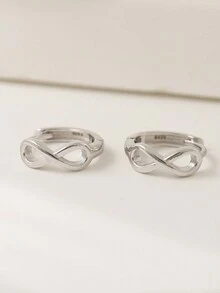 1對時尚簡約925純銀無限耳環,適合女性日常佩戴 - 銀色 - 查看 2