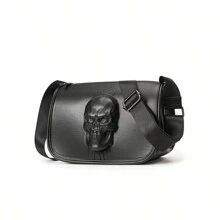 骷髅和鬼头斜挎包 防水多功能 配有可调节肩带 节日必备品 旅行度假 工作办公室通勤/通勤 PU 皮革 极简主义 Y2K 休闲 男士礼物 男士礼物 男孩单肩包 侧包 方形包 黑色包 夏季学院包 男士单肩包 男包 斜挎包 侧包 返校 学生 学校用品 秋季邮差包 男士包 圆筒包 复古款 万圣节 圣诞节 - 黑色 - 查看 2