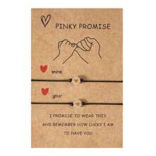 2 件個人化時尚簡約發光心型蠟繩編織友誼情侶手鍊 - 均碼 - 查看 10