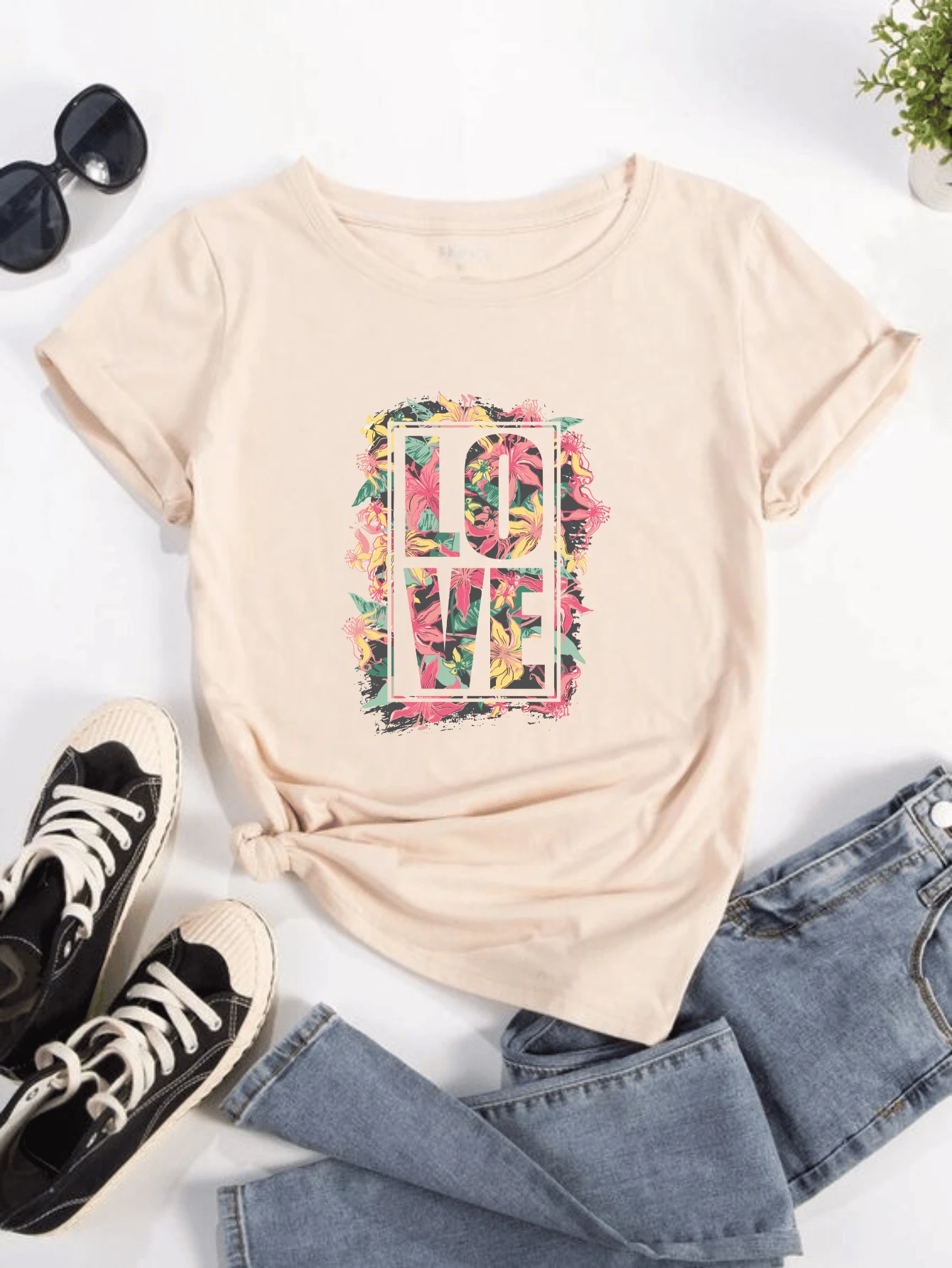 Women T-Shirts - 米色 - 查看 1