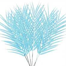 6 件裝戶外花園裝飾人造花、棕櫚葉和熱帶植物室內/室外 Diy 婚禮生日派對裝飾 - 藍色 - 查看 1