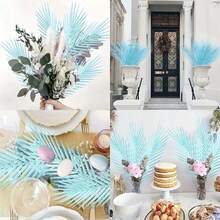 6 件裝戶外花園裝飾人造花、棕櫚葉和熱帶植物室內/室外 Diy 婚禮生日派對裝飾 - 藍色 - 查看 5