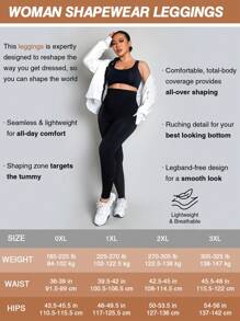 Mallas de compresión con control de abdomen y levantamiento de glúteos de alta cintura talla grande para mujer, color negro