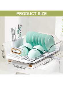 Valentine'S Day Dish Drying Rack, Dish Racks For Kitchen Counter, Space-Saving Kitchen Drying Rack With A Cutlery Holder, Drying Rack For Dishes, Knives, Spoons, And Fork - White - View 6