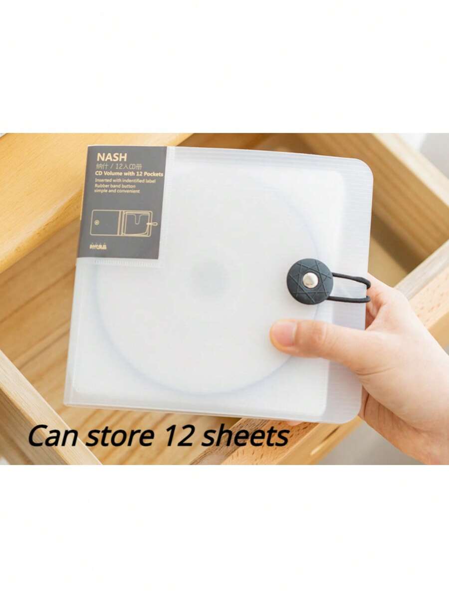 1pc Cd Wallet, Disc Binder With Zipper, 12 Cd/Dvd Capacity - Clear - View 1