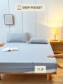 1pc Waterproof Mattress Protector, Soft Fitted Fitted Sheet, Suitable For Twin/Full/Queen/King Size Bed, Machine Washable, Bedroom Decor, Blue, Oeko-Tex Certified - Dusty Blue - View 6