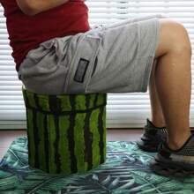 Faux Plant Print Storage Ottoman, With Foldable Velvet Storage Stool For Sitting Or Storing Various Kinds Of Items, Octagon Shaped - Brown - View 4