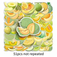 51入組哈密瓜圖案卡通動漫guka貼紙,適用於學生可愛時尚塗鴉防水貼紙,適用於筆記型電腦水瓶滑板車手機 - 黃色 - 查看 7