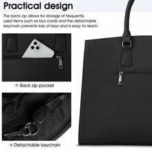 Laptop Bags For Women Tote Bag 15.6 Inch Ladies Leather Large Laptop Work Handbag Designer Business Office Computer School Shoulder Bag - Black - View 6