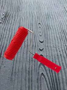 1pc Wood Grain Pattern Print Roller, Modern Minimalist Artistic Print Roller Tool For Flower Pressing And Faux Wood Grain Painting - Red - View 3