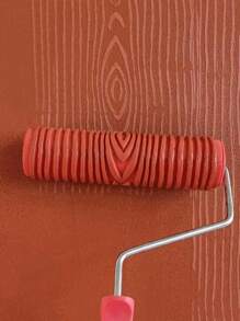 1pc Wood Grain Pattern Print Roller, Modern Minimalist Artistic Print Roller Tool For Flower Pressing And Faux Wood Grain Painting - Red - View 4