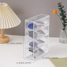 办公桌眼镜太阳镜抽屉隔断透明防尘罩化妆品太阳镜置物架情人节返校 - 無色 - 查看 2