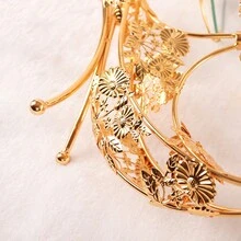 1pc Gold Iron Dessert Tray With Glass Bowl For Fruits & Snacks Display