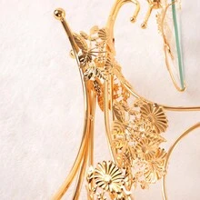 1pc Gold Iron Dessert Tray With Glass Bowl For Fruits & Snacks Display