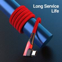 VENTION微型USB充電線，90度Kindle Fire平板電腦充電線60W尼龍編織安卓微型USB充電線，兼容三星Galaxy S6 S7 S5 J7 J5 J3平板電腦PS4充電線 - 紅色 - 查看 8