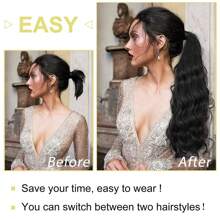 玉米燙鬆蓬長捲鬆緊鬆小卷隱形天然纖維馬尾,日常佩戴易造型長捲馬尾 - 間色 - 查看 6