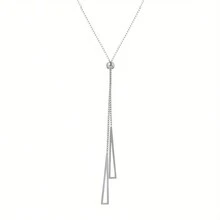 1pc Minimalist Geometric Triangle Sweater Chain Necklace For Women, Birthday/Party Gift - Silver - View 5