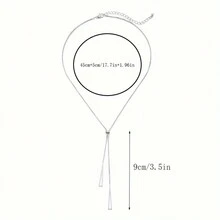 1pc Minimalist Geometric Triangle Sweater Chain Necklace For Women, Birthday/Party Gift - Silver - View 2