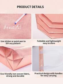 5入組紅色禮物袋,玫瑰金色無紡布攜帶袋,多功能禮物包裝袋,適合派對,婚禮,伴娘,生日等場合使用,情人節禮物袋 - 紅色 - 查看 4