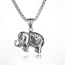 Elephant Pendant Necklace, Hip Hop Style Collarbone Chain, Minimalist Sweater Chain - Antique Silver - View 2