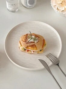 One Stone Pattern Ceramic Plate, High-End White Porcelain Plate For Pizza, Steak, Suitable For Home, Restaurant And Hotel Serving Christmas Gift - White - View 6