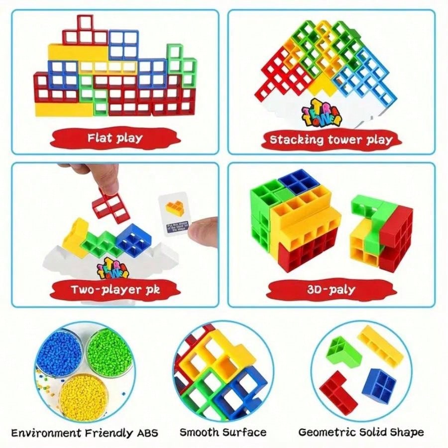 16 Pcs Tetra Tower Balance Stacking Blocks Game, Board Games For 2 ...