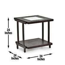 Sophisticated Rustic Industrial End Table - Rich Wood Tabletop, Roomy Bottom Shelf - Stylized Iron Frame, Unique Accent Piece