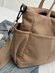 女士簡約萬能實色肩袋，灰色絨面懶人包手提袋，休閒多口袋大容量手提桶包，復古公事包適用於戶外旅行通勤工作，購物手提袋可放置平板電腦