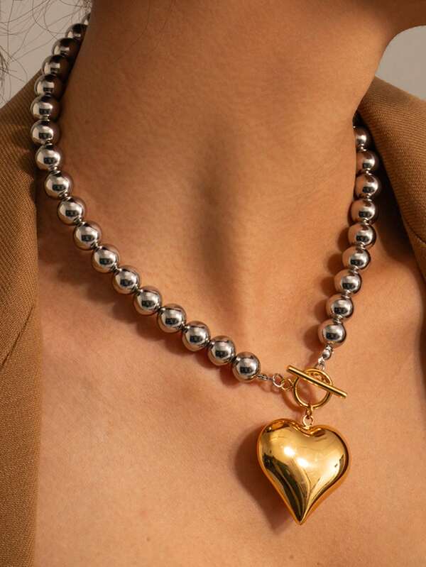 Uworld 1 pieza Collar Vintage Clásico Chapado en Oro de 18k con Forma de Corazón del Amor, Adecuado para Uso Diario de Mujeres, San Valentín, Mamá, Madre, Día de la Madre, Regalo